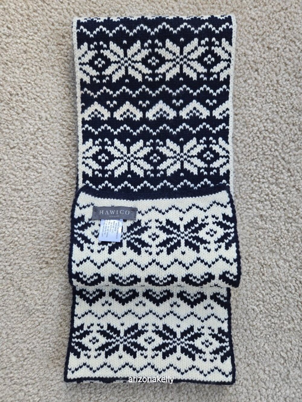 Hawico Wool/Cashmere Thick Knit Scarf Hearts & Snowflakes Luxury Scotland - Picture 11 of 16